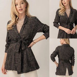 Diana Plaid Blazer Coat Knit Top